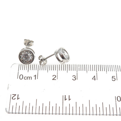 925 Sterling Silver Round-Cut C Z Stud Earrings
