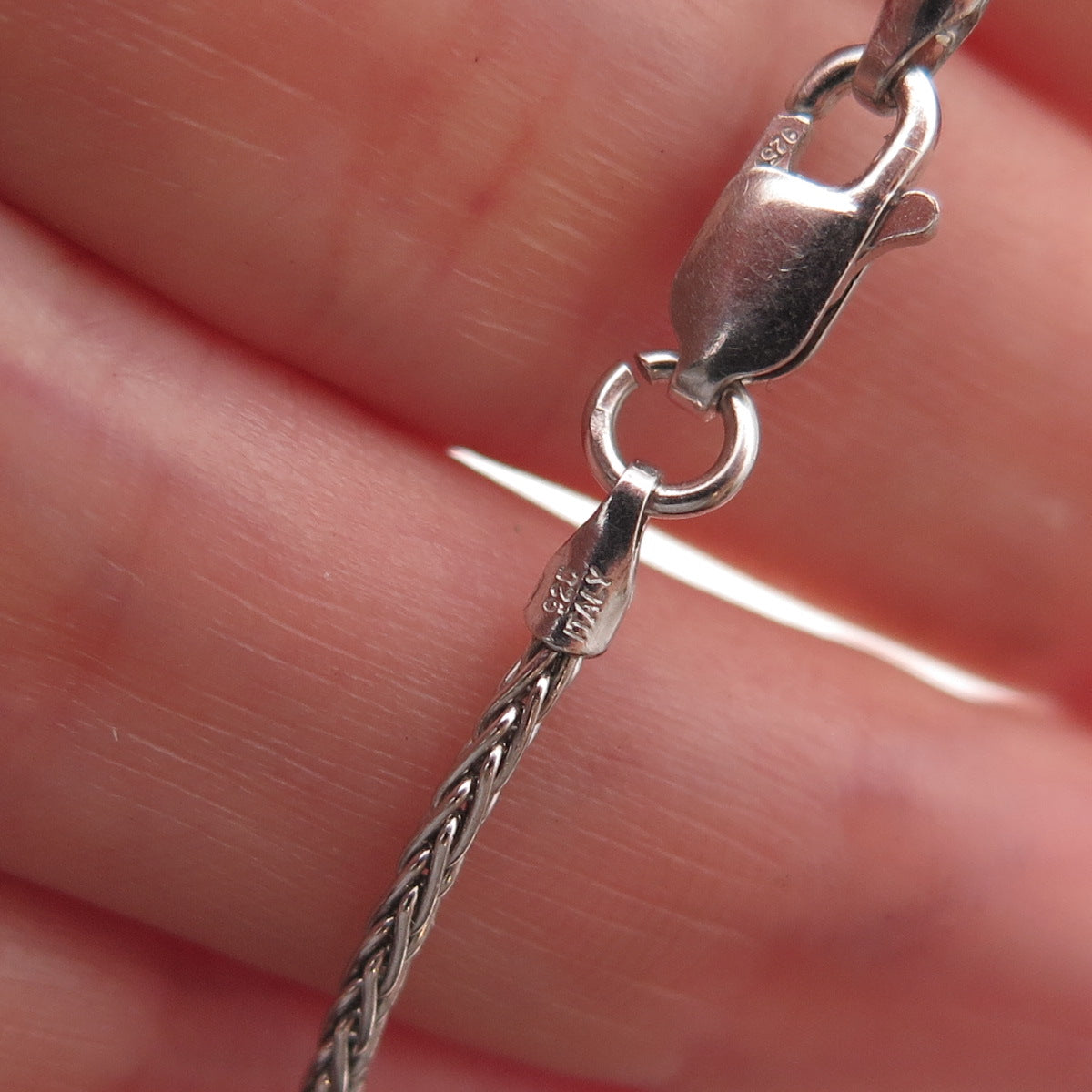 Annika Witt 925 Sterling Silver Italy Love Knot Spiga Chain Necklace 16"