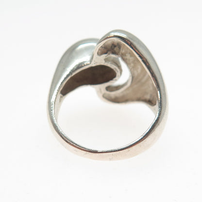 925 Sterling Silver Vintage Modernist Hook & Eye Oxidized Ring Size 7.5