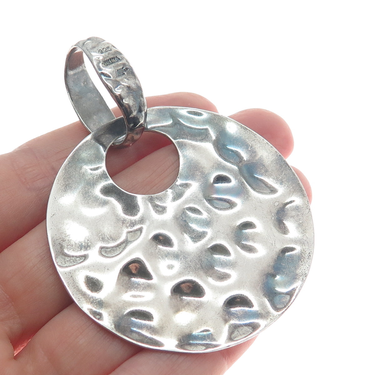 AIL ALUMA 925 Sterling Silver Vintage Modernist Moon Oxidized Pendant