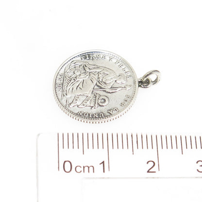 900 Silver Antique 1905 FIRME Y FELIZ POR LA UNION 1 Dinero Coin Pendant