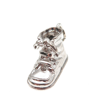 Wells 925 Sterling Silver Vintage Baby Boy Shoe 3D Mini Charm Pendant