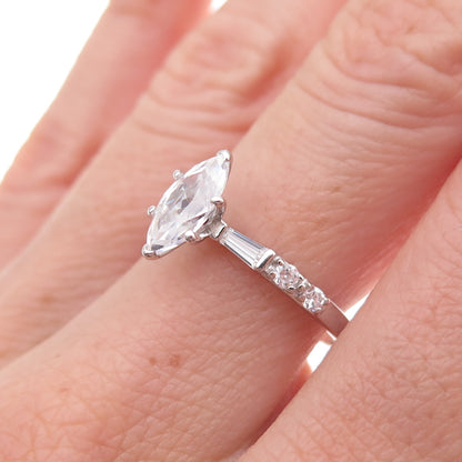925 Sterling Silver Multi-Cut C Z Engagement Ring Size 8