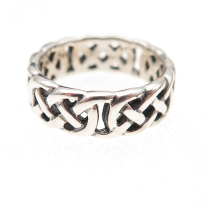 925 Sterling Silver Vintage Celtic Knot Oxidized Band Ring Size 5.5