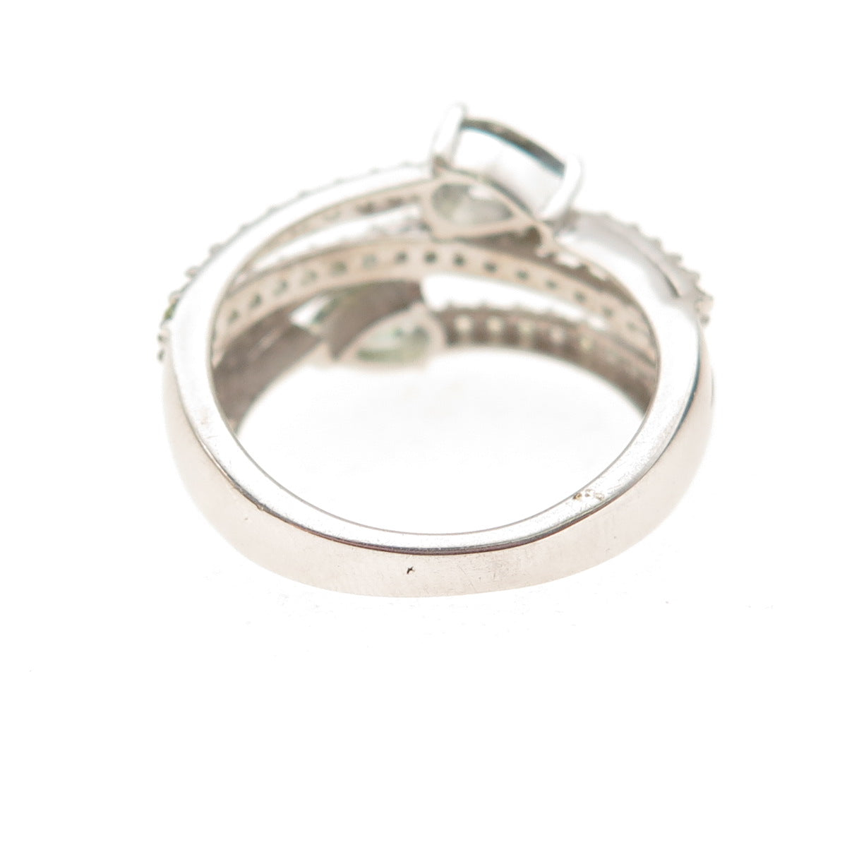 Chuck Clemency 925 Sterling Silver Real Green Amethyst Multi-Row Ring Size 6