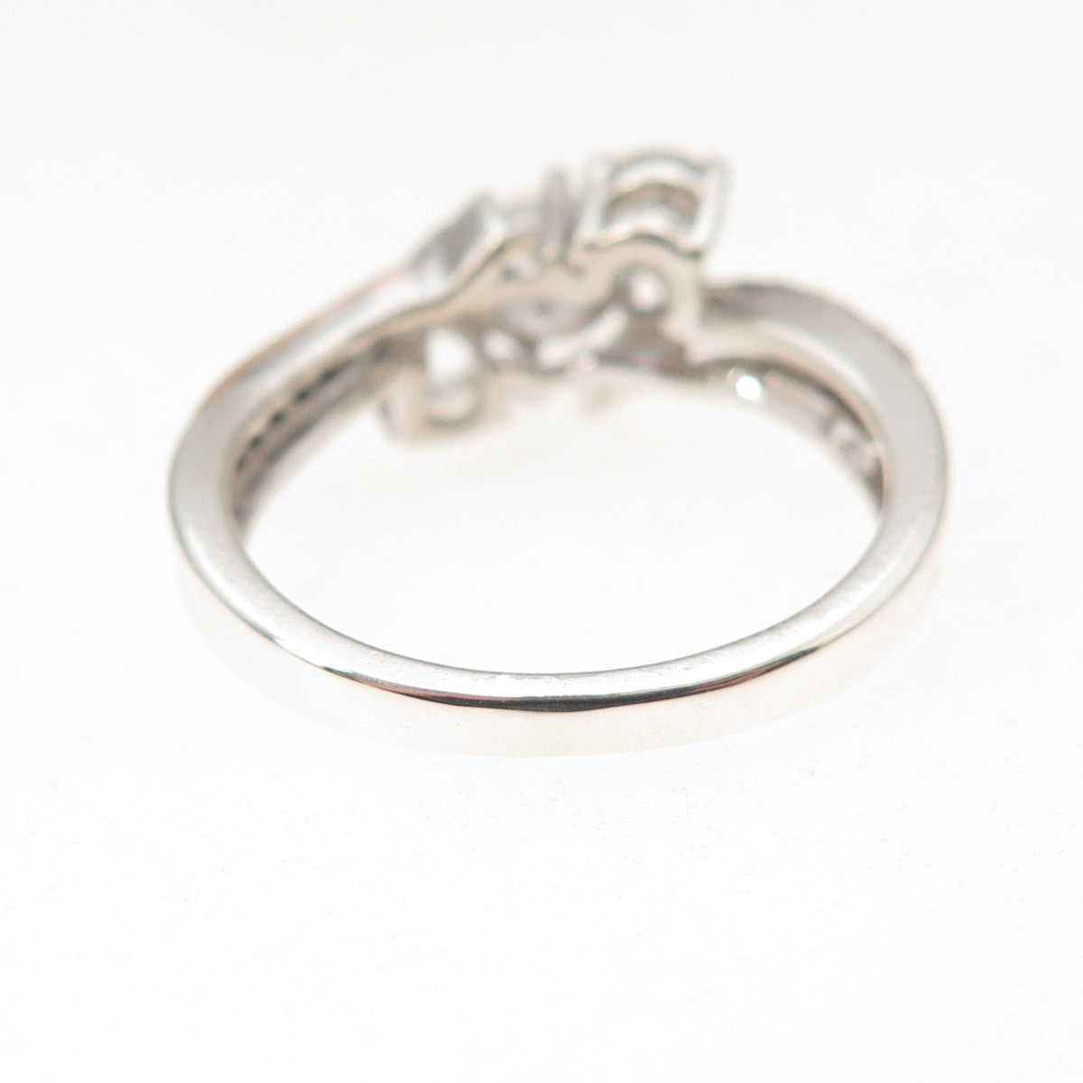Jane Seymour 925 Sterling Silver 10K Gold Real White Topaz Ring Size 6.75