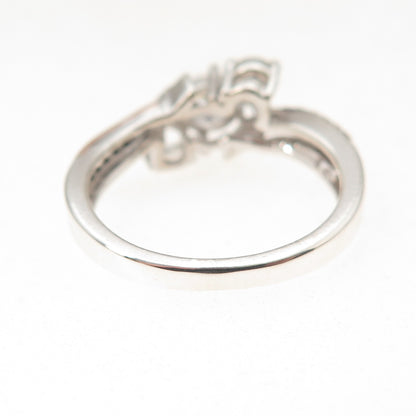 Jane Seymour 925 Sterling Silver 10K Gold Real White Topaz Ring Size 6.75