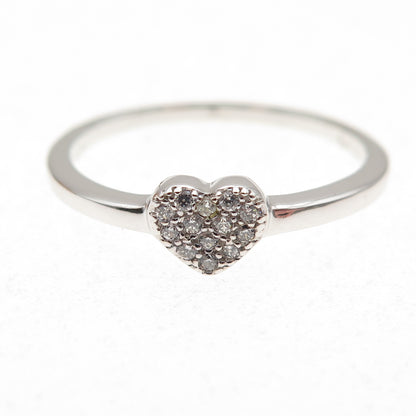 925 Sterling Silver Round-Cut C Z Heart Ring Size 8.25