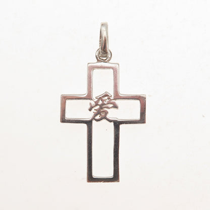 925 Sterling Silver Vintage Love Chinese Character Cross Charm Pendant