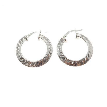 925 Sterling Silver Vintage Diamond-Cut Hoop Earrings