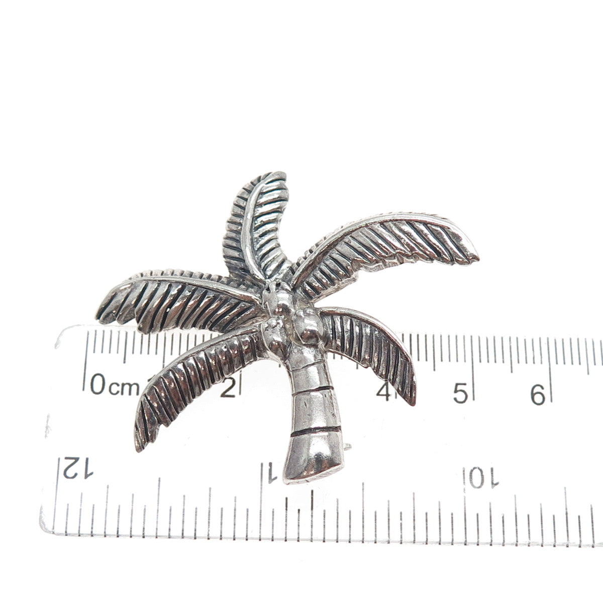 925 Sterling Silver Vintage Coconut Palm Tree Oxidized Pin Brooch