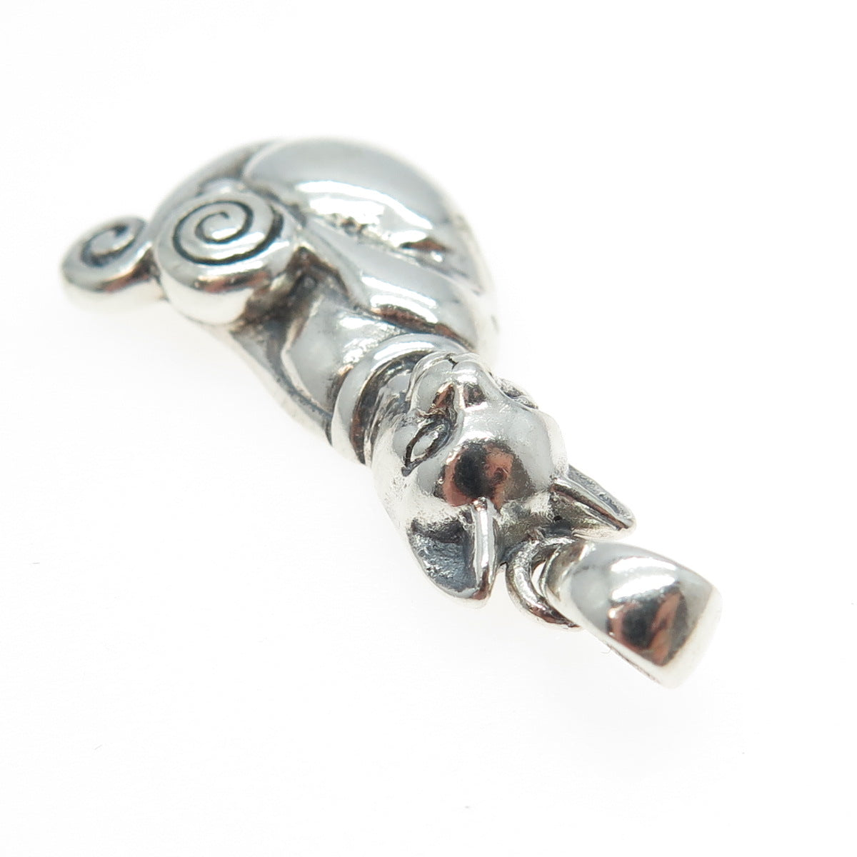 925 Sterling Silver Vintage Kitty Cat Spiral Pendant