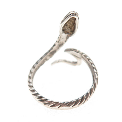 925 Sterling Silver Vintage Snake Adjustable Oxidized Ring Size 7
