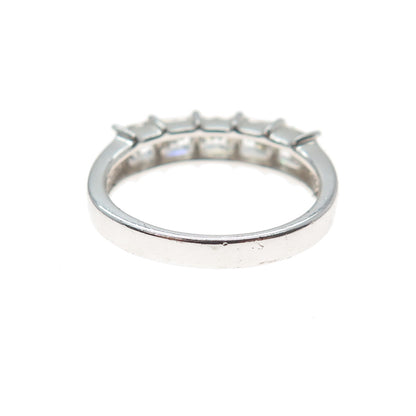 925 Sterling Silver Princess-Cut C Z Half Eternity Ring Size 7.25