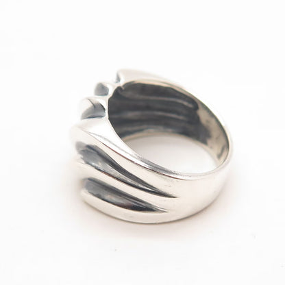 925 Sterling Silver Vintage Chapal-Zenray Inc. Ribbed Ring Size 6
