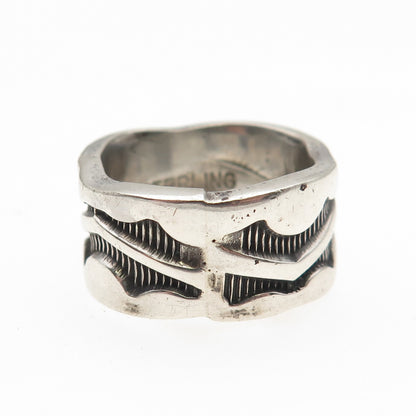 Old Pawn 925 Sterling Silver Vintage Southwestern Oxidized Band Ring Size 8.5