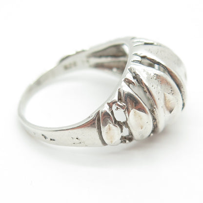 925 Sterling Silver Vintage Ribbed Domed Ring Size 7.75