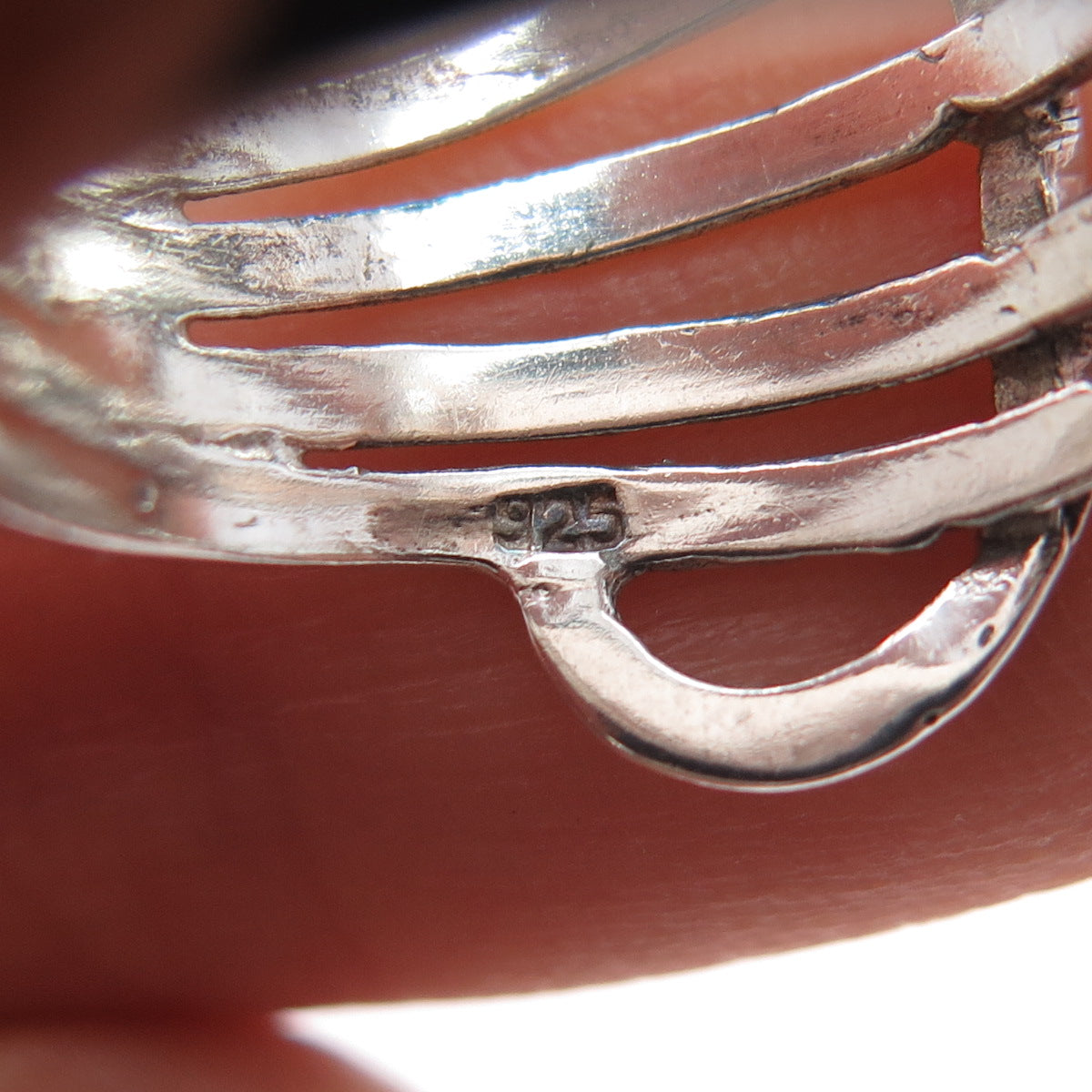 925 Sterling Silver Vintage Modernist 6-Row Ring Size 7.5