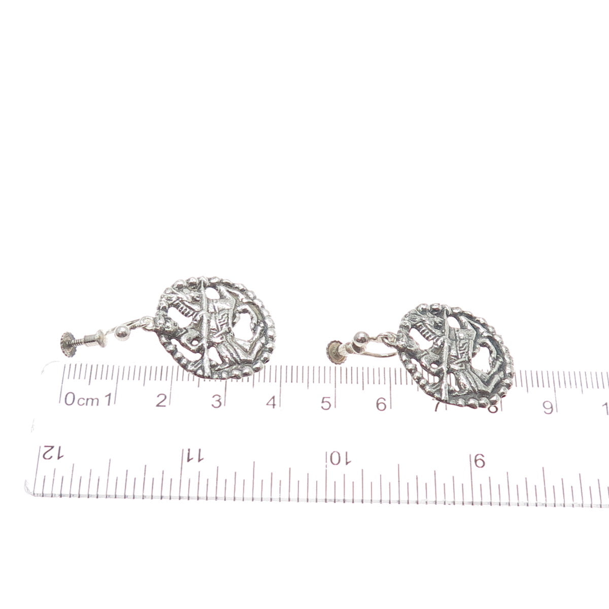 DAVID ANDERSEN 925S Sterling Vintage Norway Viking Period Screw Back Earrings