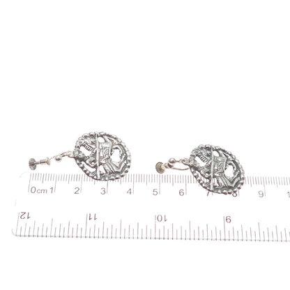 DAVID ANDERSEN 925S Sterling Vintage Norway Viking Period Screw Back Earrings