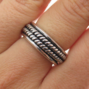 925 Sterling Silver Vintage Mexico Rotating Band Oxidized Ring Size 7.25