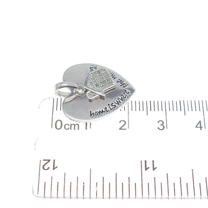 HAN Sterling Silver Real Round-Cut Diamond Home Is Where The Heart Is Pendant