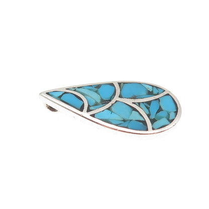 Calvin Spencer Navajo Old Pawn Sterling Vintage Turquoise Inlay Slide Pendant