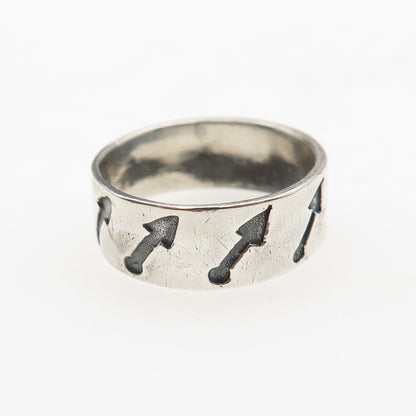 925 Sterling Silver Vintage Arrow All Around Oxidized Band Ring Size 8
