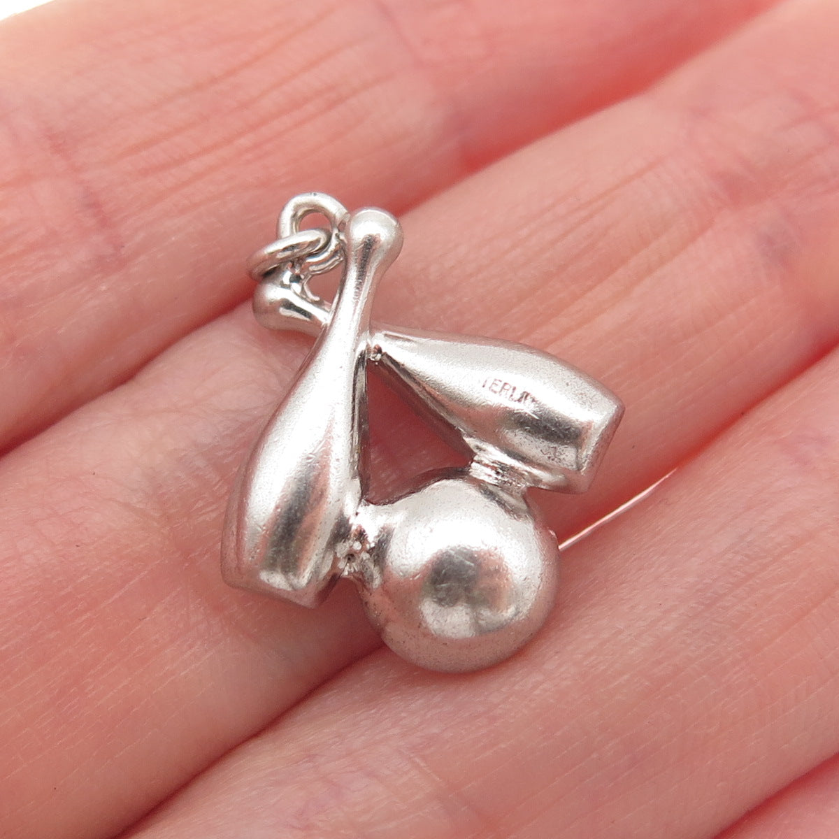 925 Sterling Silver Vintage Bowling Ball & Pins Mini Charm Pendant