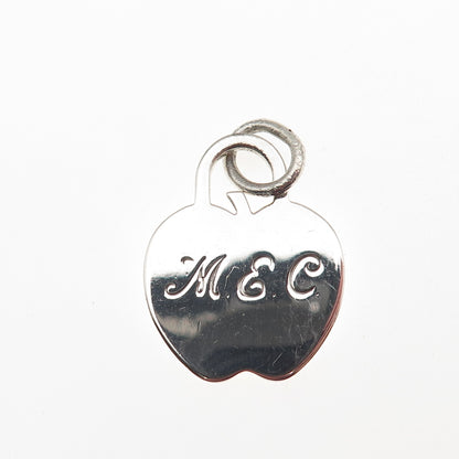 Tiffany & Co. 925 Sterling Silver Vintage Engraved MEC Apple Tag Charm Pendant
