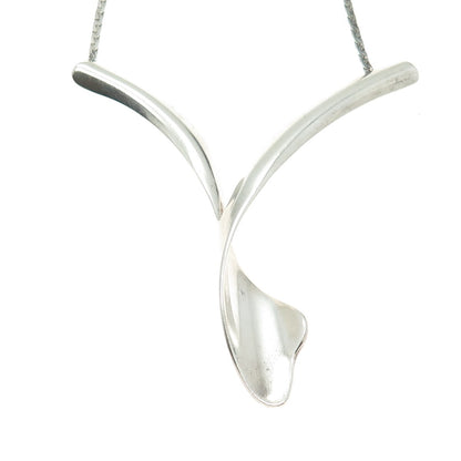 CIANI 925 Sterling Silver Vintage Modernist "V" Chain Necklace 20"