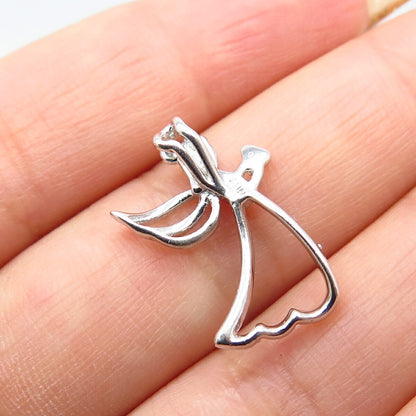 925 Sterling Silver SUN Real Diamond Angel Slide Pendant