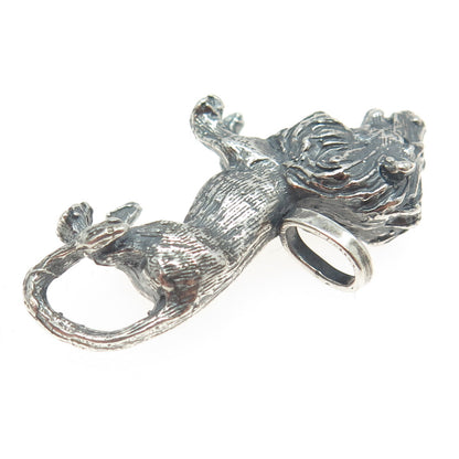925 Sterling Silver Vintage Lion 3D Pendant
