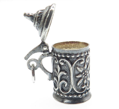 DANECRAFT 925 Sterling Silver Antique Beer Stein Oxidized Locket Pendant