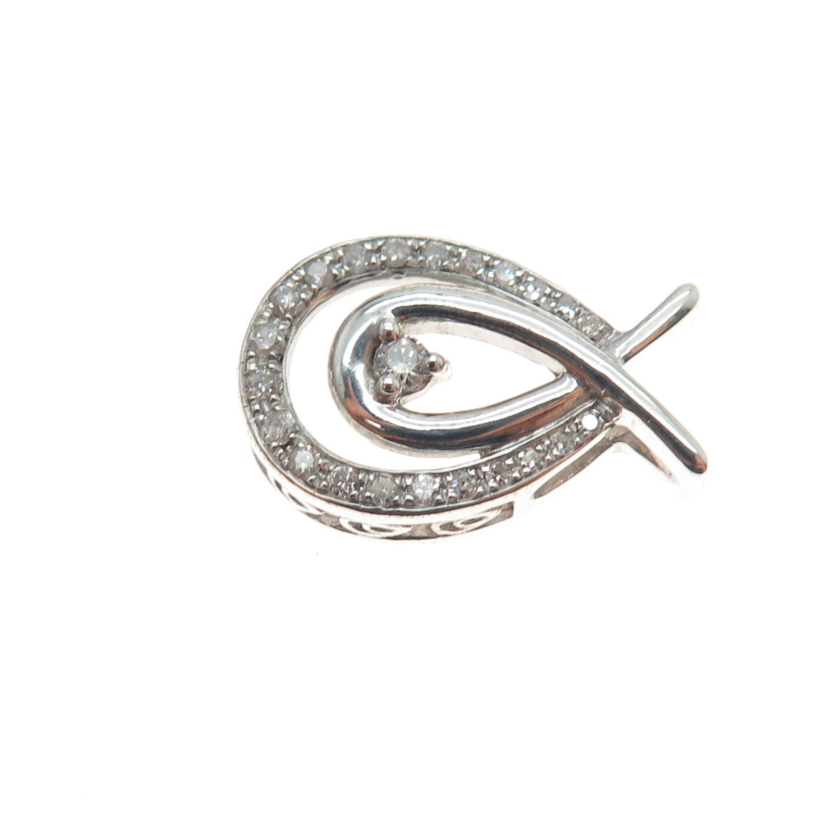 KENDRA SCOTT 925 Sterling Silver Real Round-Cut Diamond Mini Slide Pendant