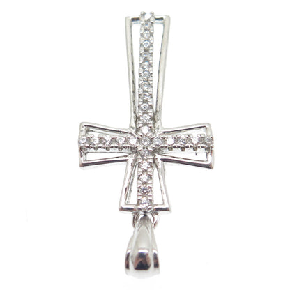 925 Sterling Silver Round-Cut Shaped C Z Cross Pendant