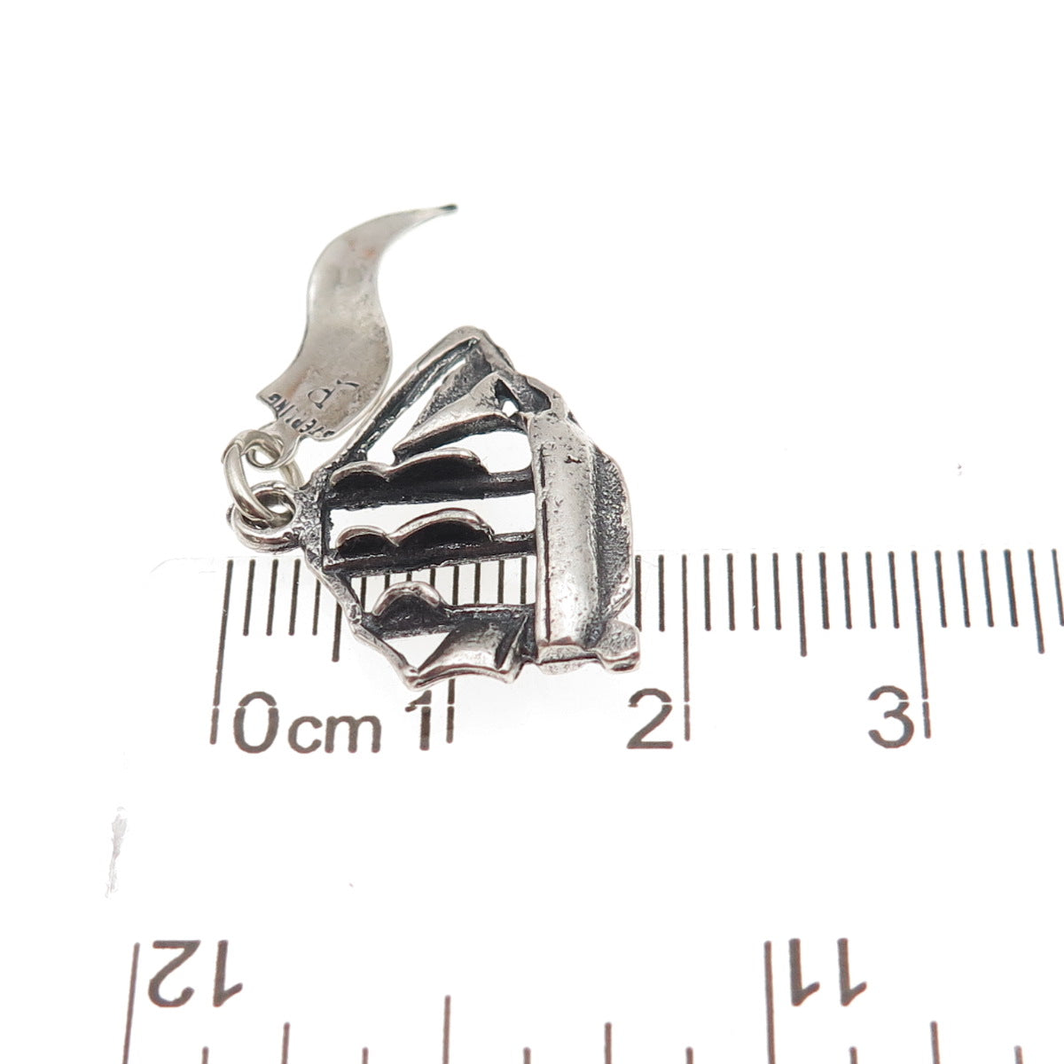 Pacific Jewelry Sterling Silver Vintage Ship Mystic Seaport Mini Charm Pendant