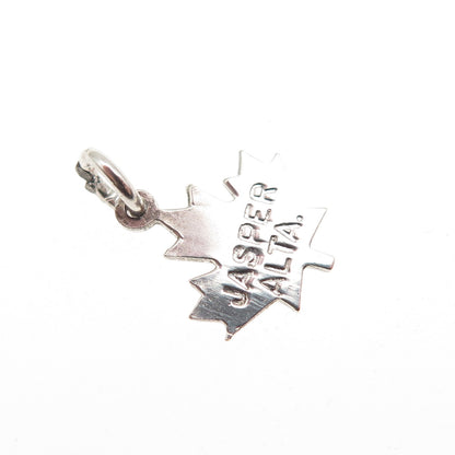 925 Sterling Silver Vintage Jasper Alberta Canada Maple Leaf Mini Charm Pendant