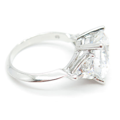 925 Sterling Silver Round & Triangle-Cut Shaped C Z Ring Size 7
