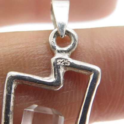 925 Sterling Silver Vintage Clear Crystal & Carnelian Gem Amulet Pendant