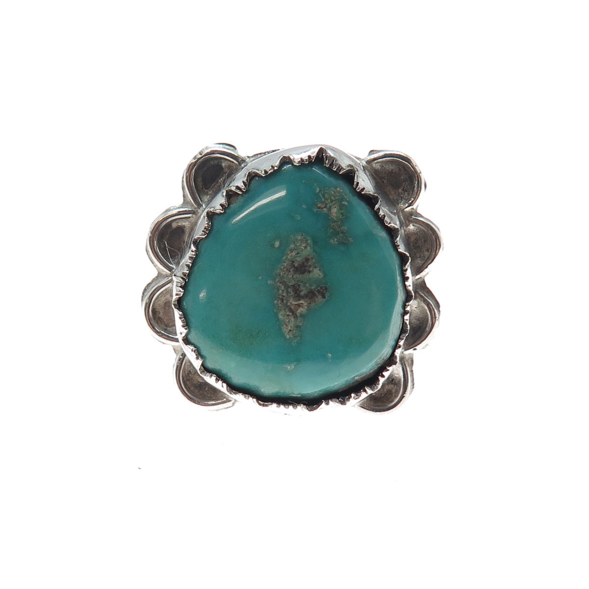 Old Pawn 925 Sterling Silver Vintage Southwestern Kingman Turquoise Ring Size 7