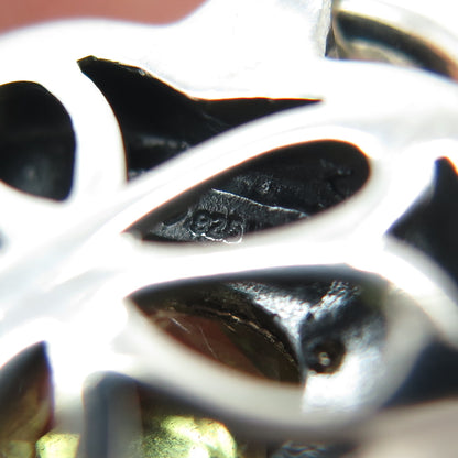 14K Gold & 925 Sterling Silver Vintage Real Diamond & Peridot Heart Pendant