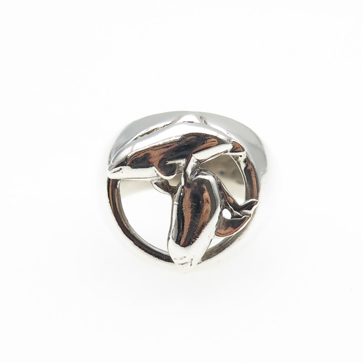 925 Sterling Silver Vintage Modernist Dolphin Ring Size 6.75