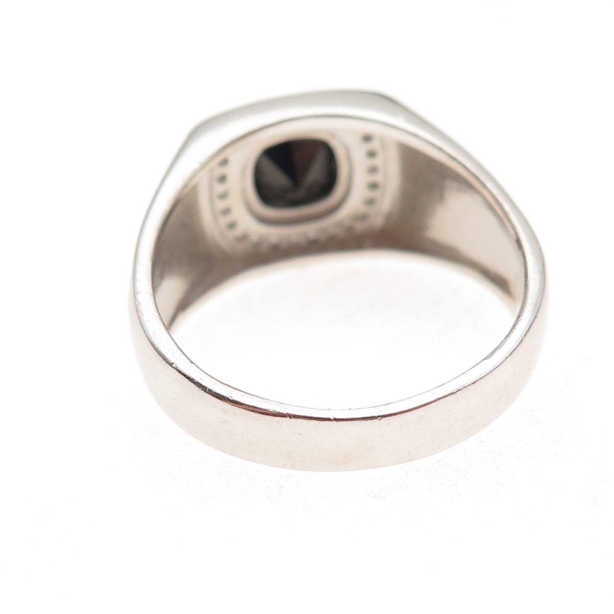 925 Sterling Silver Real Hematite & C Z Ring Size 11