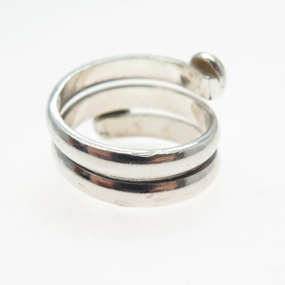 925 Sterling Silver Vintage Modernist Spiral Adjustable Ring Size 5.75