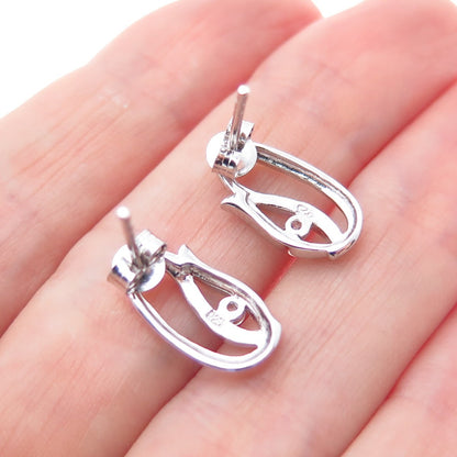 925 Sterling Silver Round-Cut C Z Floral Earrings