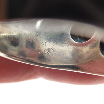925 Sterling Silver Vintage Real Amethyst Modernist Oxidized Ring Size 6.5