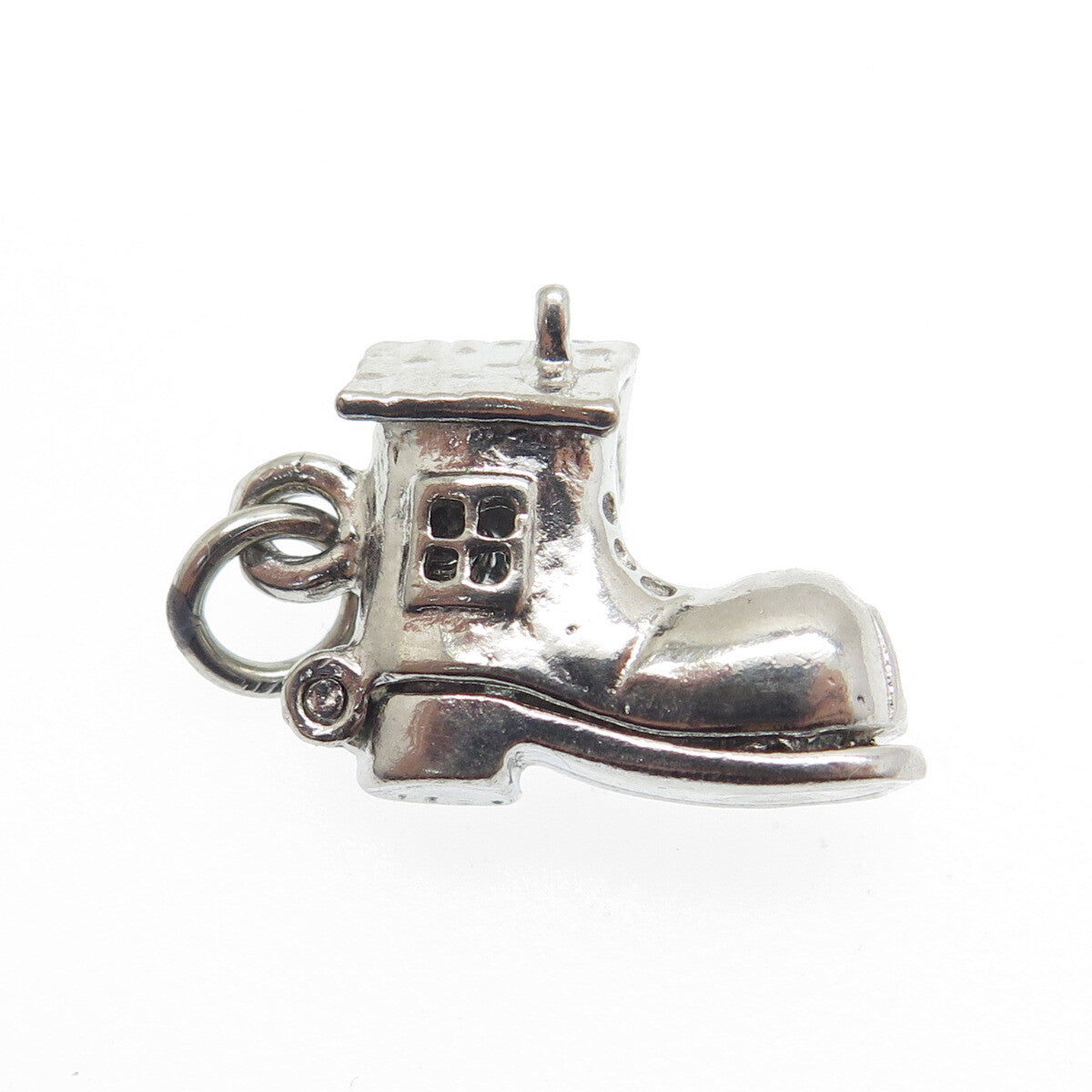 925 Sterling Silver Antique Art Deco "Old Woman in a Shoe" Movable Charm Pendant