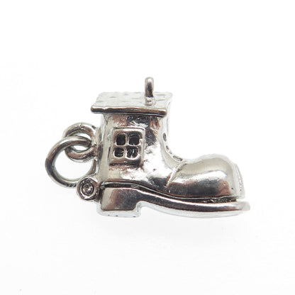 925 Sterling Silver Antique Art Deco "Old Woman in a Shoe" Movable Charm Pendant
