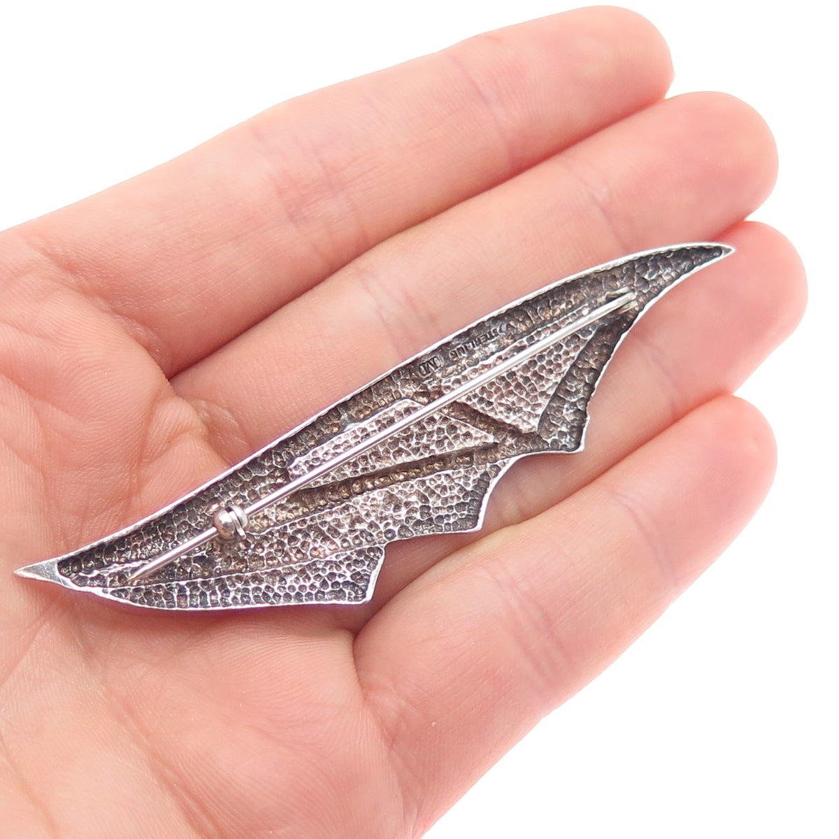 MORNING SUN 925 Sterling Silver Vintage Real Lapis Lazuli Modernist Pin Brooch